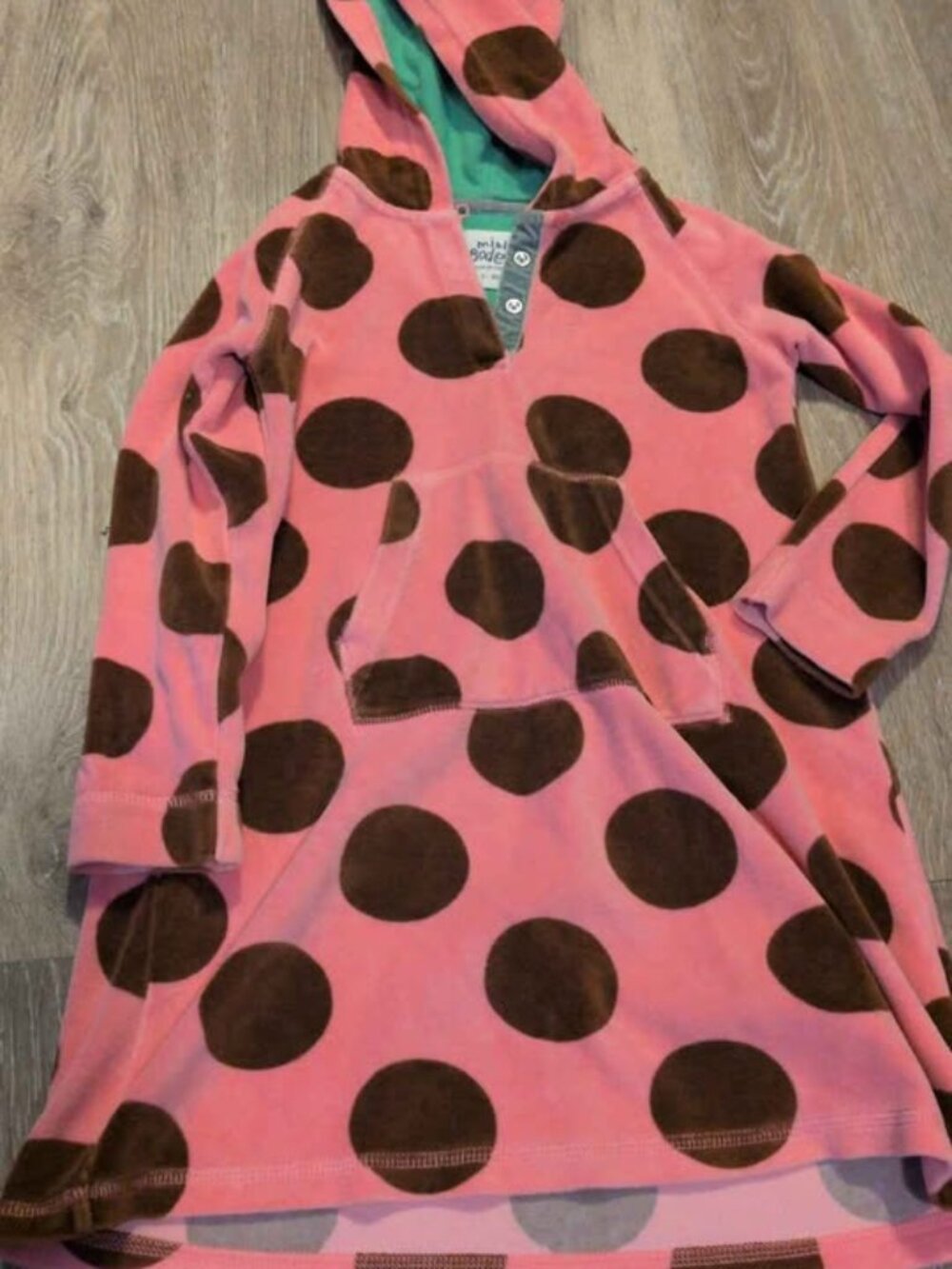 Mini Boden Polka Dot Hooded Towel Dress size 5/6